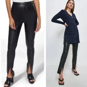 Jason Wu Vegan Leather Split Leg Pants Black XS Z
